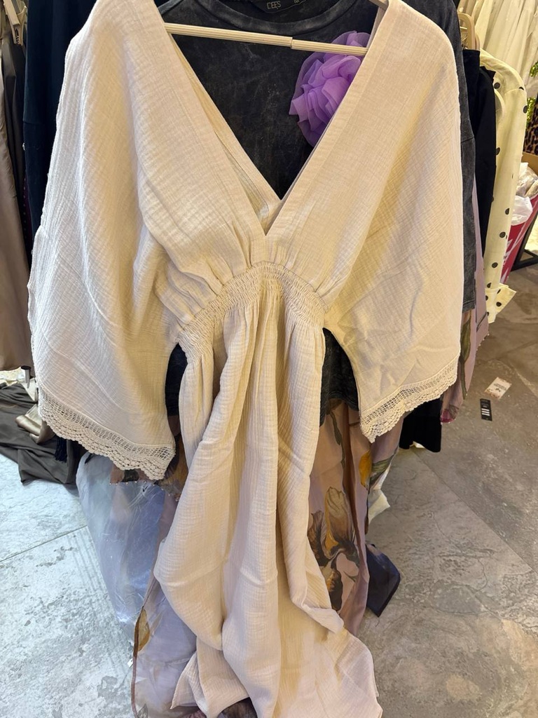 Elastic Waist Linen Dress