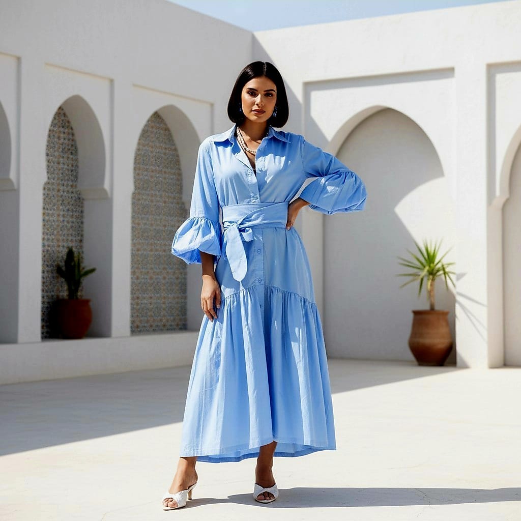 Belted Flared Casual Dress
