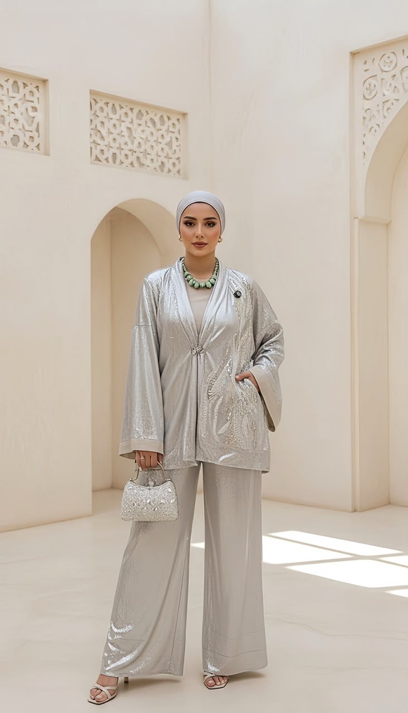 Side Embroidered Shimmery Suit