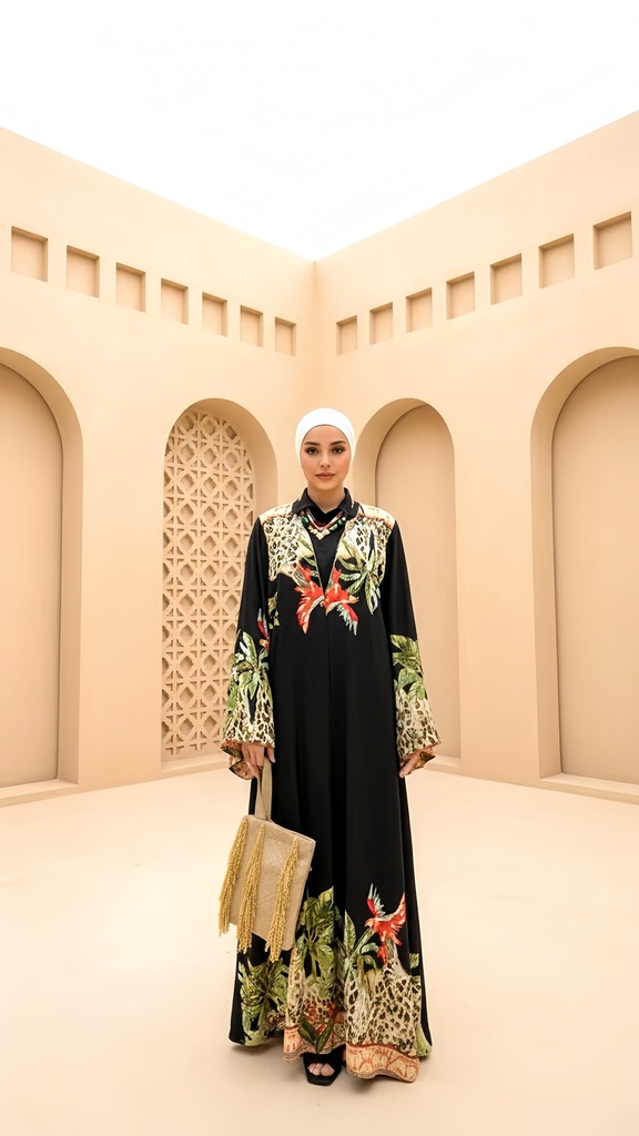 Printed Linen Abaya