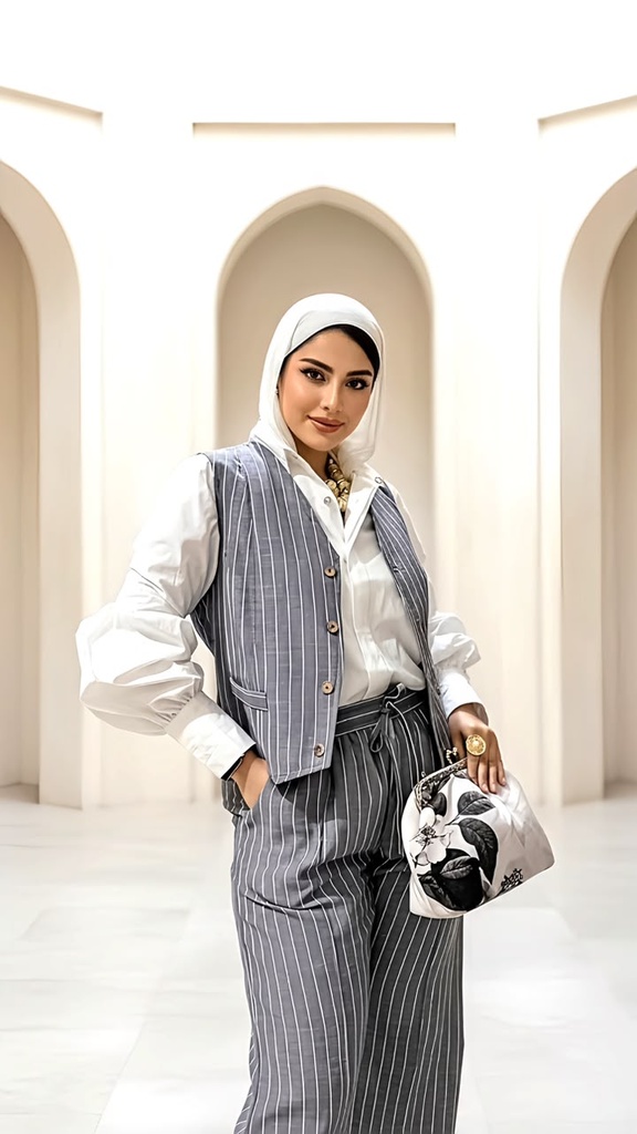 Striped Linen Vest & Pants Suit