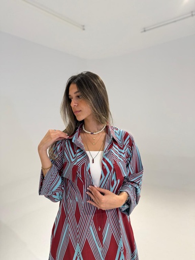 [sum26] Indian print shirt dress